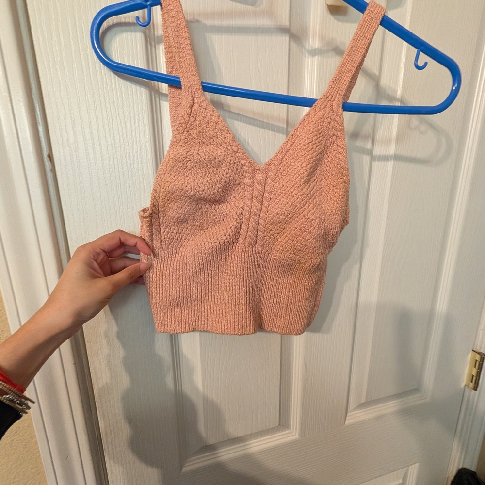 Active USA Peach Pink Knit Cropped Tank